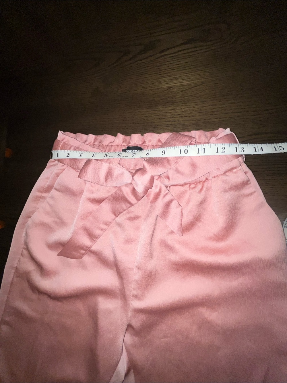 Express High-Waisted Blush Pink Satin Sash-Tie Ankle Pants Women’s Size Small - Picture 7 of 12